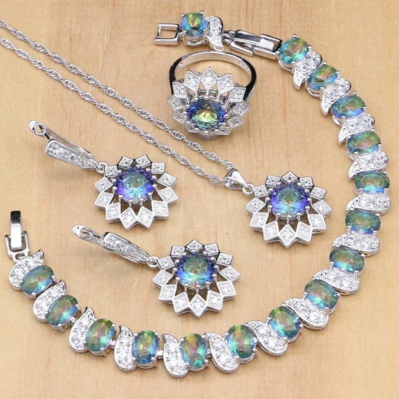 Sunflower Silver 925 Jewelry Mystic Rainbow Crystal Jewelry Sets Decoration For Women Earring/Pendant/Ring/Bracelet/Necklace Set
Sunflower Silver 925 Jewelry Mystic Rainbow Crystal Jewelry Sets Decoration For Women Earring/Pendant/Ring/Bracelet/Necklace Set
