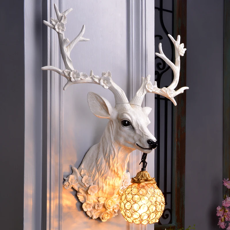 

Nordic LED Loft Resin Deer Wall Lamp for Dining Room Attic Aisle Living Room Bedroom Wall Sconce Light Home Decor Vanity Light