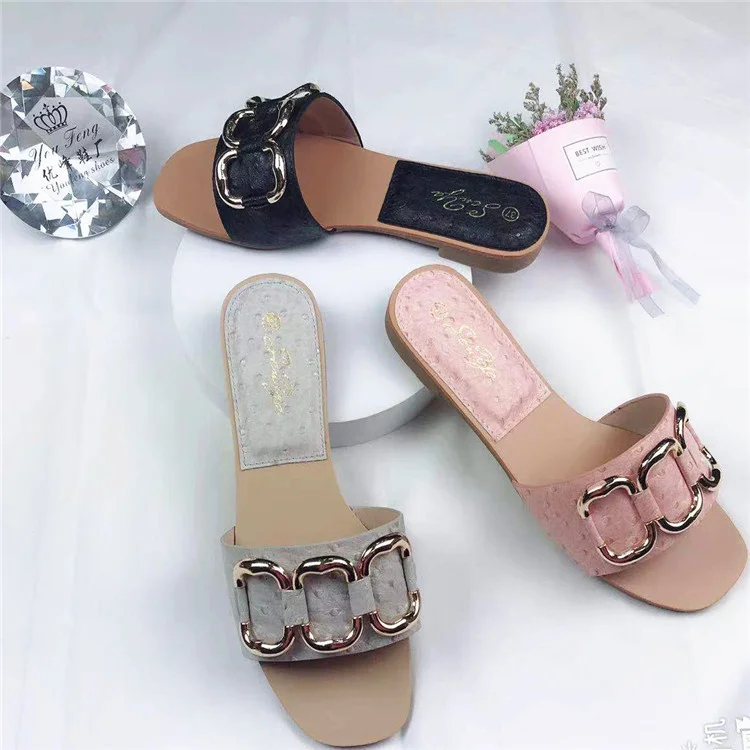 Square OpenToe Flat With Summer Sandals Metal Buckle Chain Sandals Ladies Slipper Fashion Outdoor Indoor Leisure Travelling
Square OpenToe Flat With Summer Sandals Metal Buckle Chain Sandals Ladies Slipper Fashion Outdoor Indoor Leisure Travelling