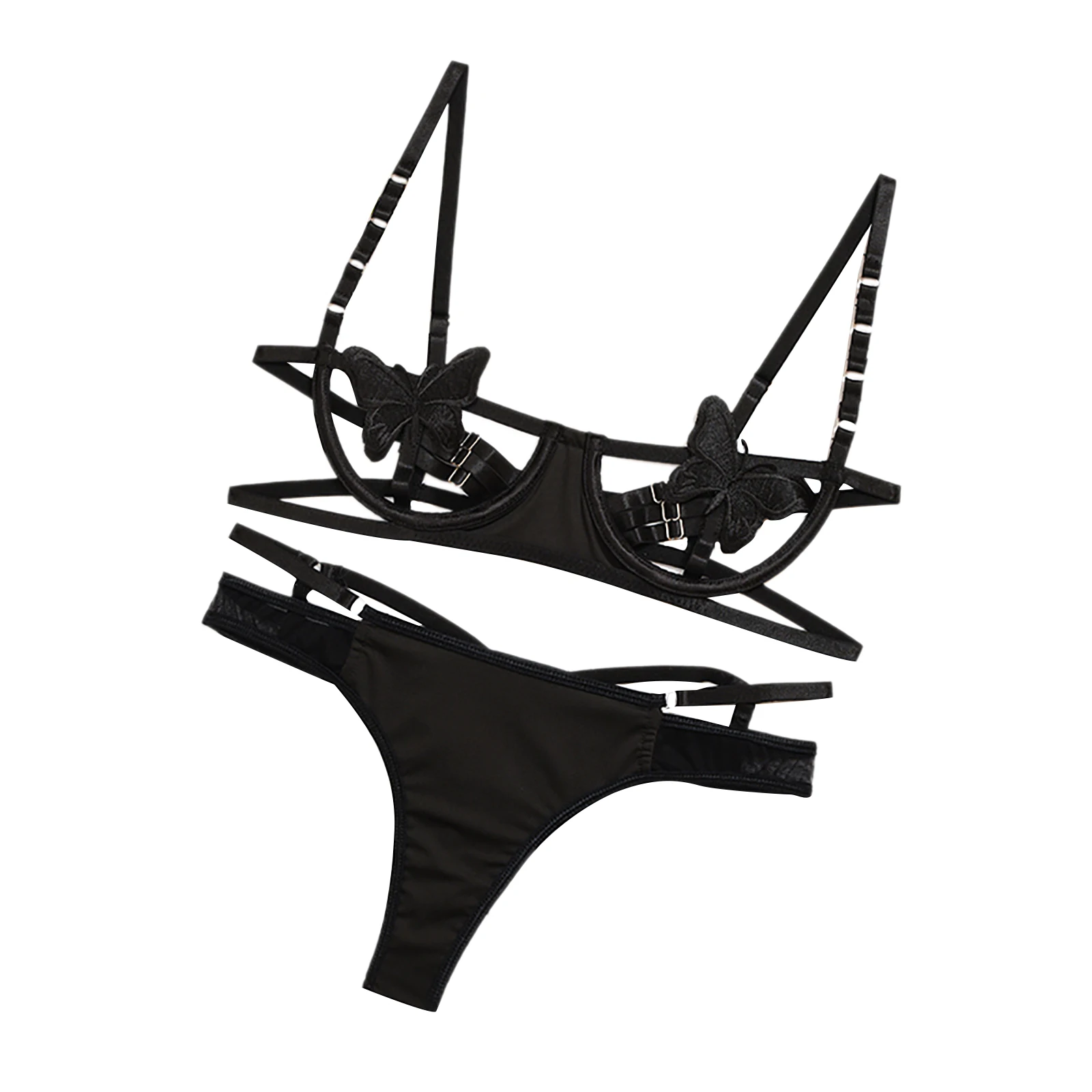 Women’s Lingerie Two Piece Set Fashion Butterfly Embroidery Backless Bra and Hollow Low Waist Thong
Women’s Lingerie Two Piece Set Fashion Butterfly Embroidery Backless Bra and Hollow Low Waist Thong