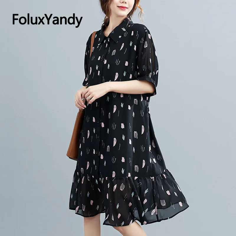 Fashion Elegant Dress Office Lady Vestidos Plus Size 3 4 5 XL Turn-down Collar Print Short Sleeve Summer Chiffon Dress NQYL180
Fashion Elegant Dress Office Lady Vestidos Plus Size 3 4 5 XL Turn-down Collar Print Short Sleeve Summer Chiffon Dress NQYL180