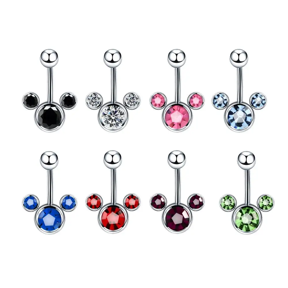

1PC Piercing Surgical Steel Single Crystal Rhinestone Belly Button Rings Navel Piercings Ombligo 5/8mm Ball Nombril