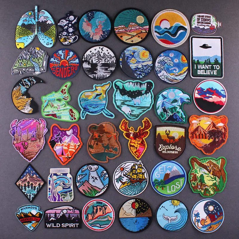 Van Gogh Patch Mountain Camping Embroidery Patches For Clothing Thermoadhesive Patches DIY Stripes Adventure Travel Stickers
Van Gogh Patch Mountain Camping Embroidery Patches For Clothing Thermoadhesive Patches DIY Stripes Adventure Travel Stickers