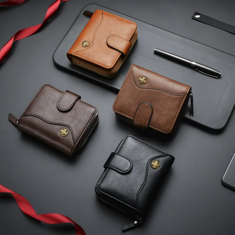 Vintage Leather Men Wallet 2020 Multi-function Short Men's Wallet Zipper Buckle Coin Purse Luxury Brand Multi-card Pocket Clutch
Vintage Leather Men Wallet 2020 Multi-function Short Men's Wallet Zipper Buckle Coin Purse Luxury Brand Multi-card Pocket Clutch