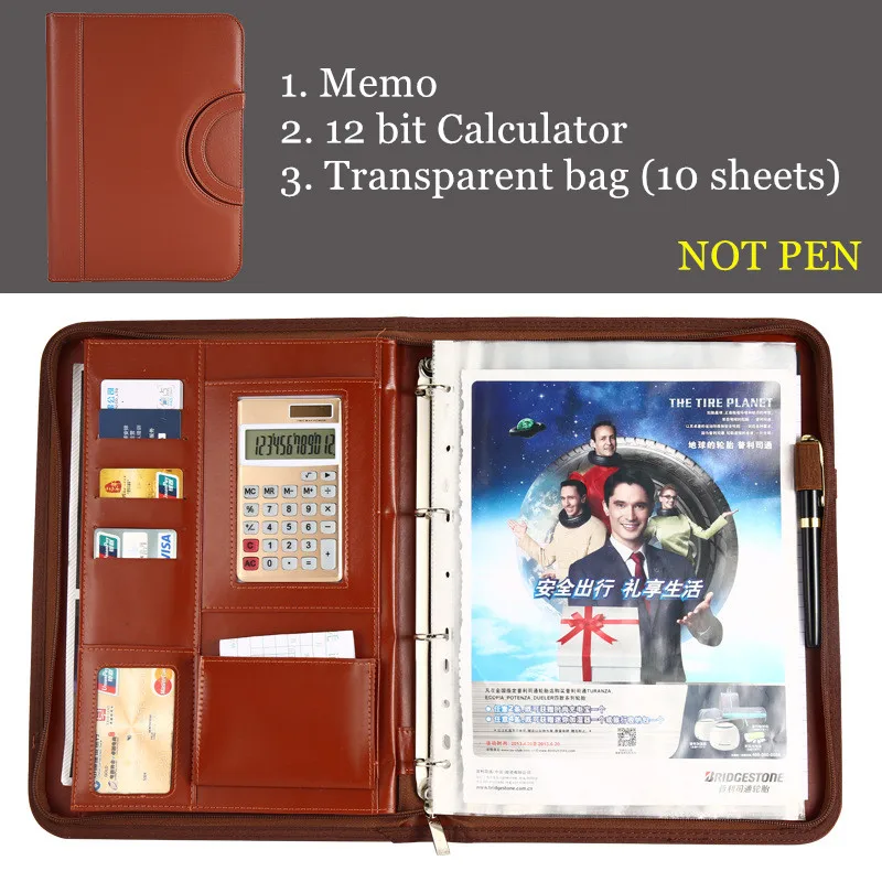 A4 Binder Calculator File Folder PU Leather Briefcase Bag Portable Manager Business Office Man Padfolio Zipper Document Bag
A4 Binder Calculator File Folder PU Leather Briefcase Bag Portable Manager Business Office Man Padfolio Zipper Document Bag