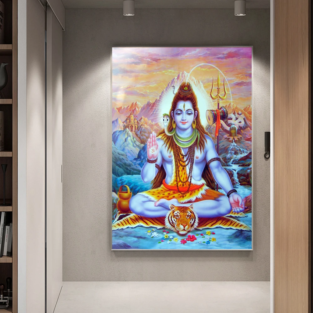 Shiva лорд холст искусство на стену индуистские боги Hinduism настенные плакаты и