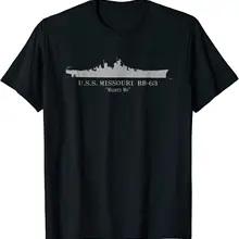 U.S.S. BB-63 WWII Battleship Tech Drawing Men T-shirt Short Casual 100% COTTON O-Neck mens tshirts