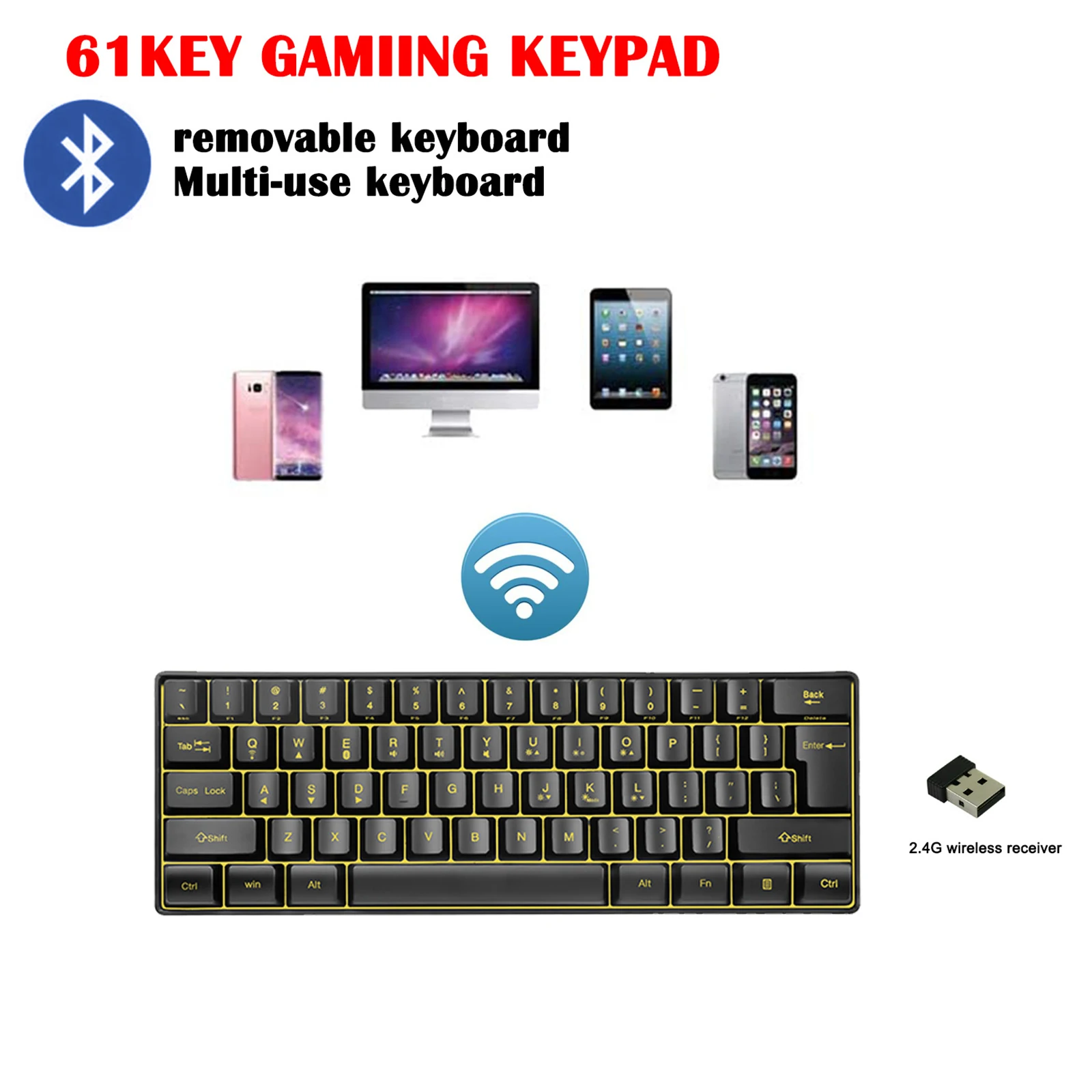 2.4G Bluetooth Wireless Keyboard Dual Mode Backlight 61 Keys Portable Keyboard BT5.1 For Computer Laptop Tablet Phones
2.4G Bluetooth Wireless Keyboard Dual Mode Backlight 61 Keys Portable Keyboard BT5.1 For Computer Laptop Tablet Phones