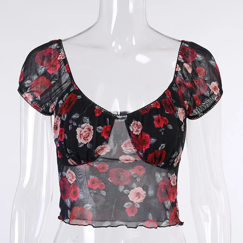 y2k Mesh Tops Woman Tshirts y2k Clothes Aesthetic Clothes Sexy V Neck Vintage Floral Print Top 2021 Fashion Women Crop Top Shirt
y2k Mesh Tops Woman Tshirts y2k Clothes Aesthetic Clothes Sexy V Neck Vintage Floral Print Top 2021 Fashion Women Crop Top Shirt