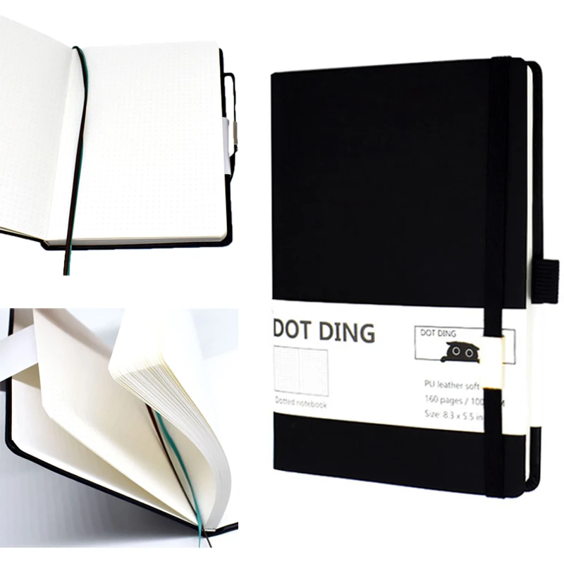 A5 Pu Leather Cover Journal Notebook Black School Supplier Students Notebook Inner Dotted 160 Pages Paper With Elastic Band
A5 Pu Leather Cover Journal Notebook Black School Supplier Students Notebook Inner Dotted 160 Pages Paper With Elastic Band