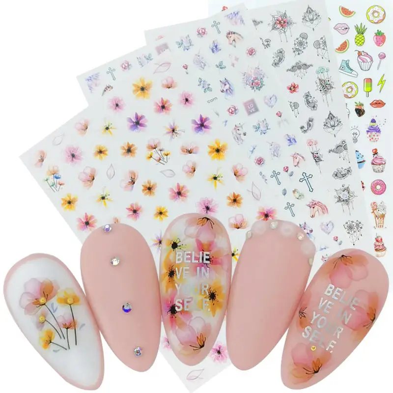 1pcs 3D Nail Art Stickers Sliders Flowers Mandala Leaf Geometry Dessert Unicorn Adhesive Nail Decals Foil Design Manicure
1pcs 3D Nail Art Stickers Sliders Flowers Mandala Leaf Geometry Dessert Unicorn Adhesive Nail Decals Foil Design Manicure