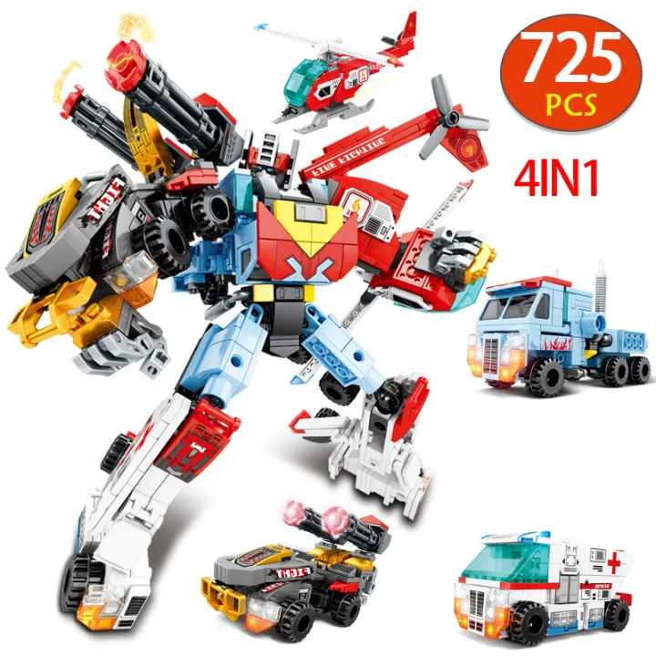 725pcs 4 In1 City Technical Deformed Robot Helicopter Building Blocks Warrior Ambulance Tanks Car Bricks Toys For Kids Gifts
725pcs 4 In1 City Technical Deformed Robot Helicopter Building Blocks Warrior Ambulance Tanks Car Bricks Toys For Kids Gifts
