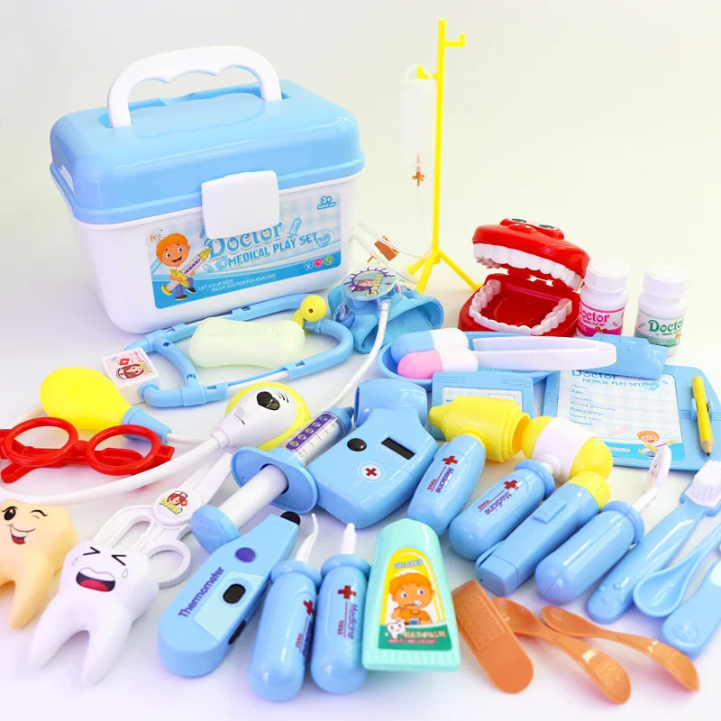Игрушки Набор доктора для детей 26 49 шт. чемодан медицинский инструмент кормления