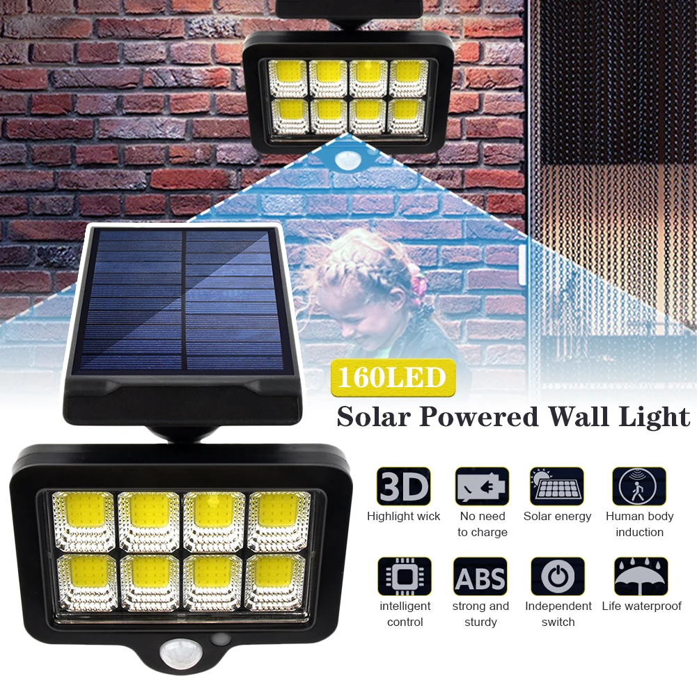Solar Wall Light Outdoors Motion Sensor Waterproof Garden Porch Light with 160COB for Garden Lawn Indoors
Solar Wall Light Outdoors Motion Sensor Waterproof Garden Porch Light with 160COB for Garden Lawn Indoors