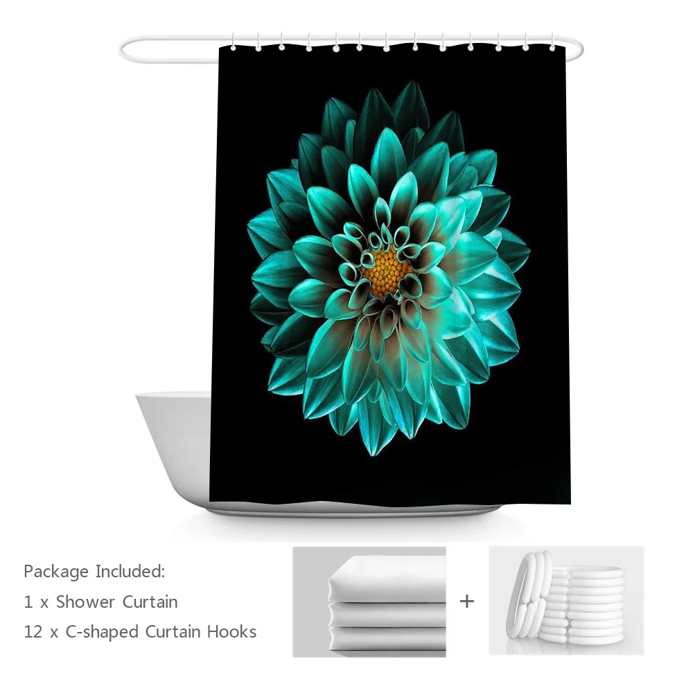 Black and Teal Flower Fabric Shower Curtain Modern Floral Blossom Nature Scene Retro Bath Curtain Art Print Bathroom Decor Set
Black and Teal Flower Fabric Shower Curtain Modern Floral Blossom Nature Scene Retro Bath Curtain Art Print Bathroom Decor Set
