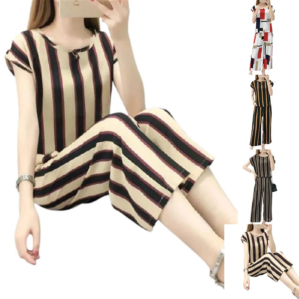 Casual Suit Female 2021 Summer Large Size Loose Tops Wide Legged Pants Striped Suit Female
Casual Suit Female 2021 Summer Large Size Loose Tops Wide Legged Pants Striped Suit Female