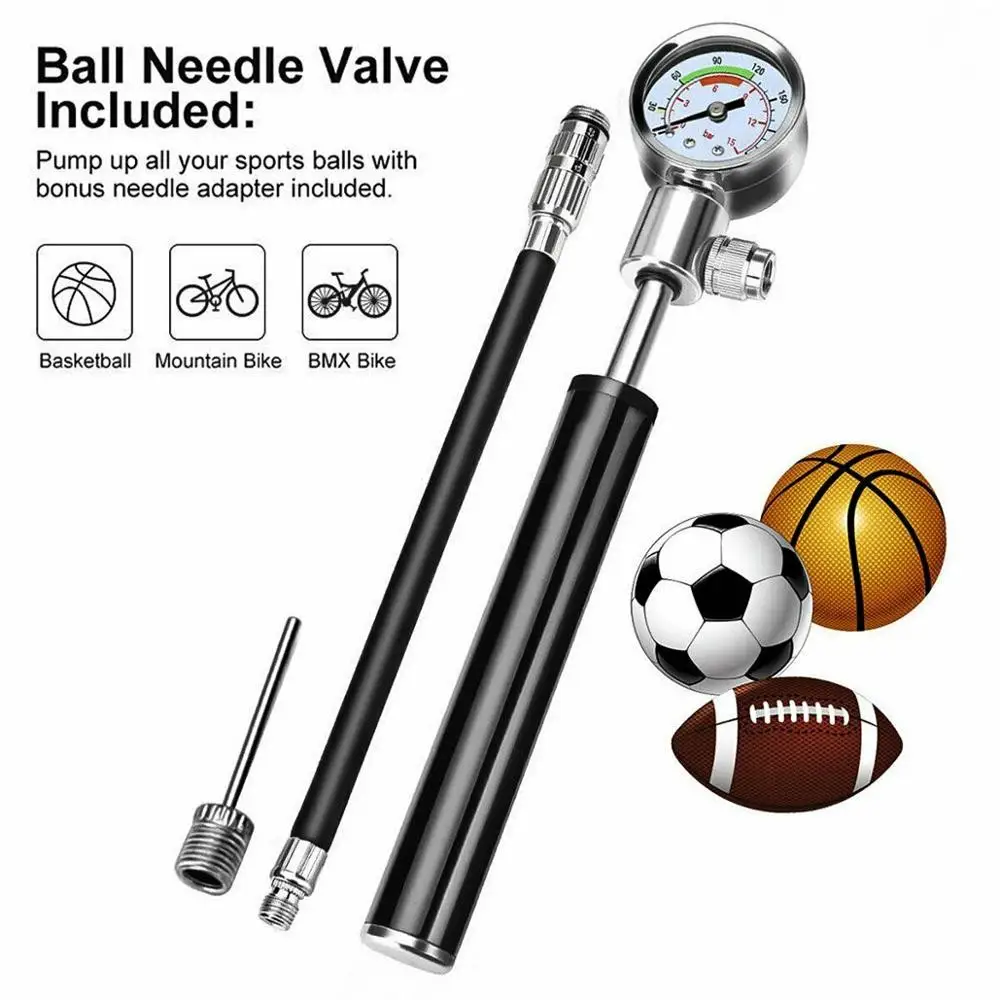 Bicycle Pump with Pressure Gauge High Pressure Machine Manual Portable 210PSI for Mountain Bike Basketball Football Safety
Bicycle Pump with Pressure Gauge High Pressure Machine Manual Portable 210PSI for Mountain Bike Basketball Football Safety