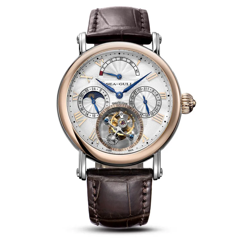 Seagull Tourbillon power резерв дневной Ночной индикатор механические мужские часы 218 907