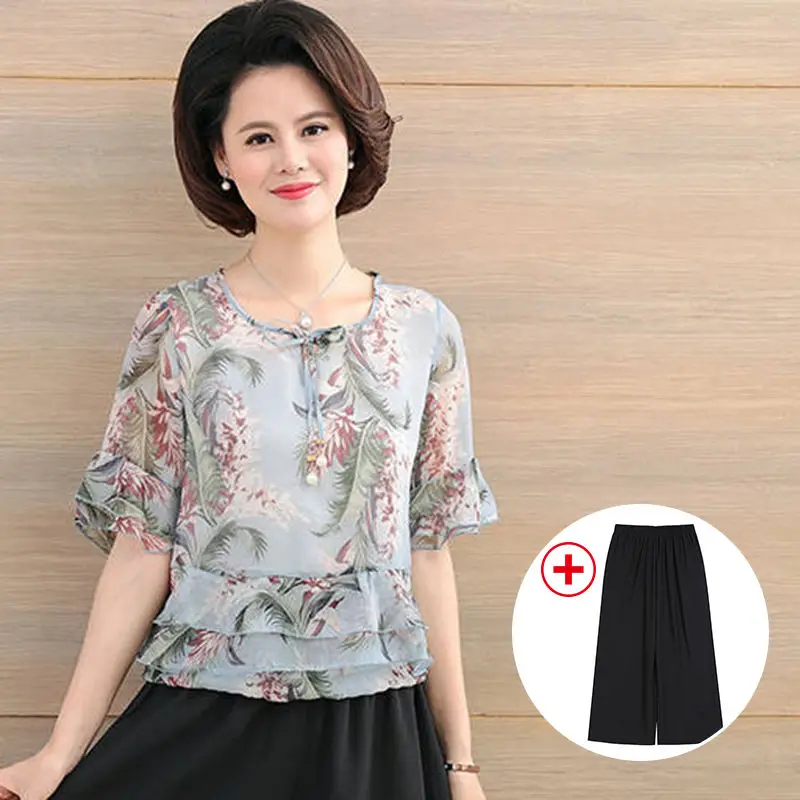 Two Pieces Set Women Short-Sleeve Floral Printed Top and Pants Suits 2021 Summer Fashion Chiffon 2 Piece Sets Plus Size 5XL Y905
Two Pieces Set Women Short-Sleeve Floral Printed Top and Pants Suits 2021 Summer Fashion Chiffon 2 Piece Sets Plus Size 5XL Y905