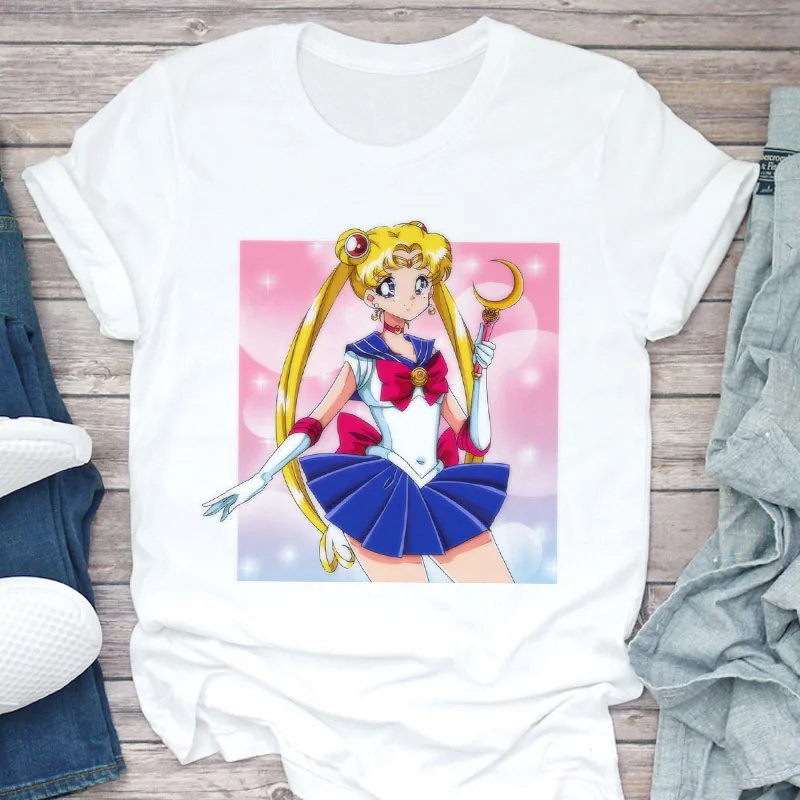 Cute Cartoon Female Tshirt Tops Sailor Moon Summer New Fashion Printing T Shirt Women Harajuku Short Sleeve Fun Ulzzang T-Shirt
Cute Cartoon Female Tshirt Tops Sailor Moon Summer New Fashion Printing T Shirt Women Harajuku Short Sleeve Fun Ulzzang T-Shirt
