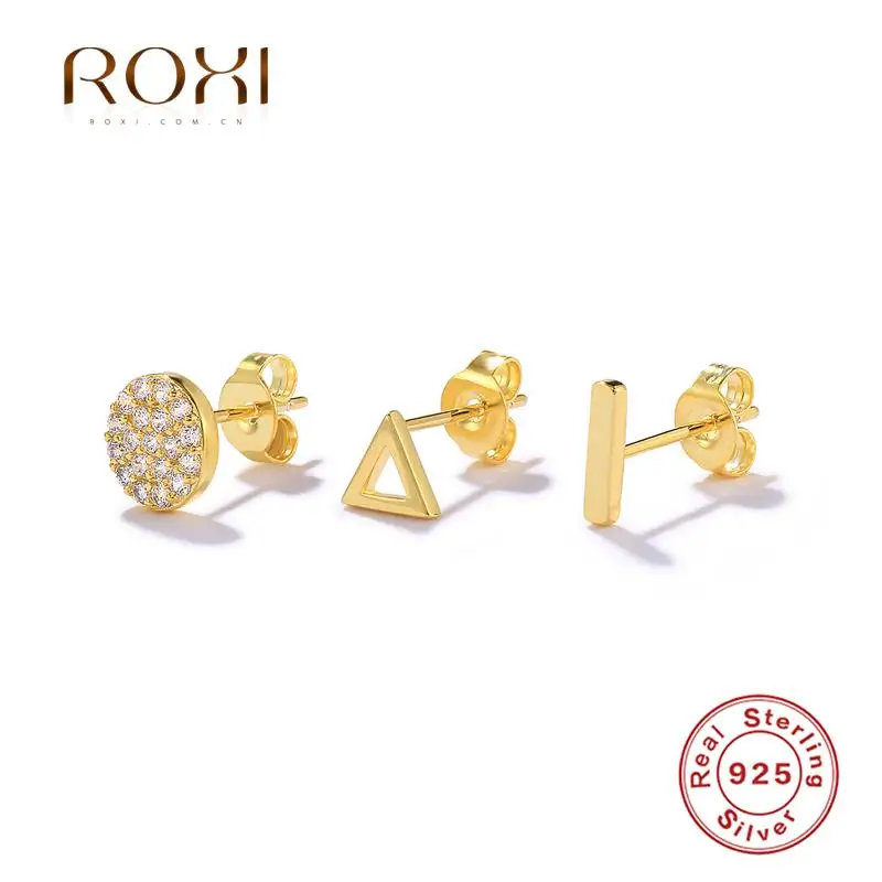 ROXI 3pcs Geometry Circle Triangle Stud Earrings For Women 925 Sterling Silver Piercing Earrings Jewelry Pendientes Brincos
ROXI 3pcs Geometry Circle Triangle Stud Earrings For Women 925 Sterling Silver Piercing Earrings Jewelry Pendientes Brincos
