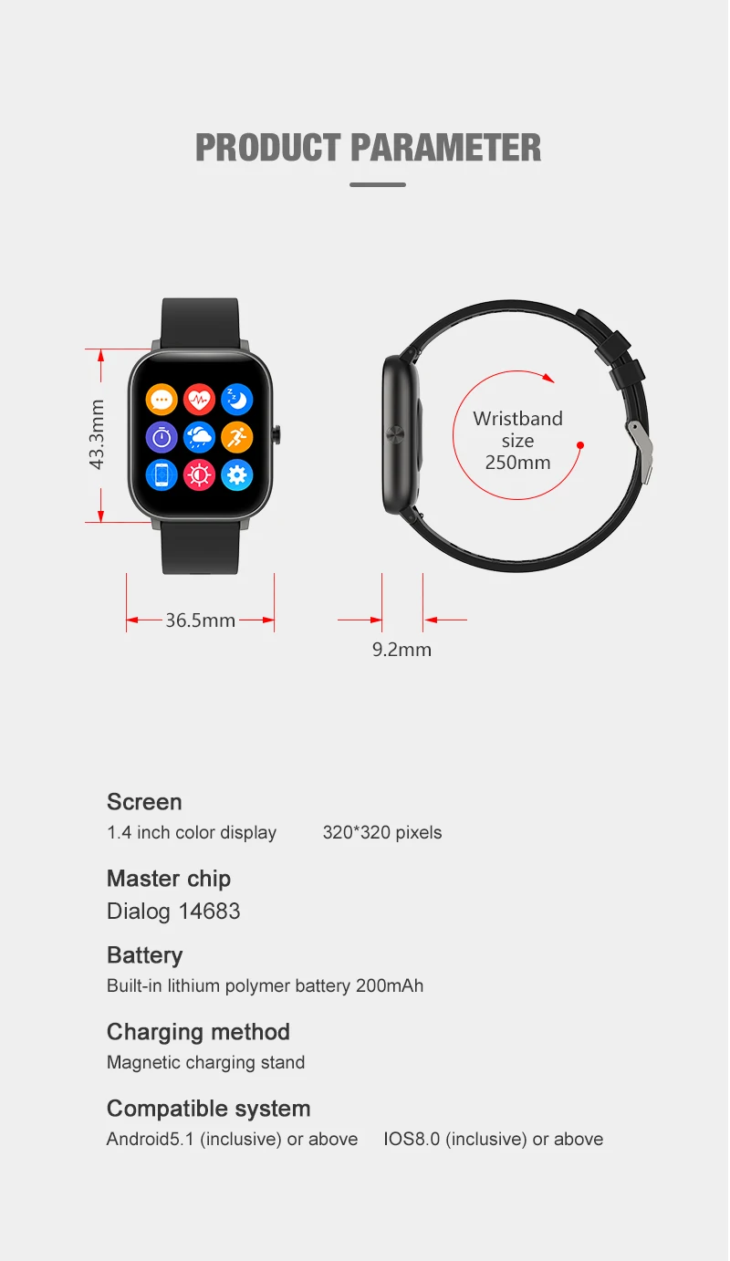 OTTWN P18 Watchproof Smartwatch Heart Rate Monitor Message Reminder Sleep Fitness Tracker Smart Watch Men Women For IOS Android
OTTWN P18 Watchproof Smartwatch Heart Rate Monitor Message Reminder Sleep Fitness Tracker Smart Watch Men Women For IOS Android