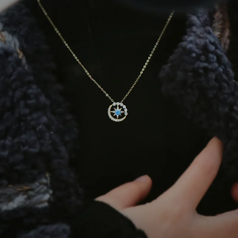 925 Sterling Silver Star Moon Charm Clavicle Chain Zircon Pendent Necklace For Women Jewelry Choker dz213
925 Sterling Silver Star Moon Charm Clavicle Chain Zircon Pendent Necklace For Women Jewelry Choker dz213