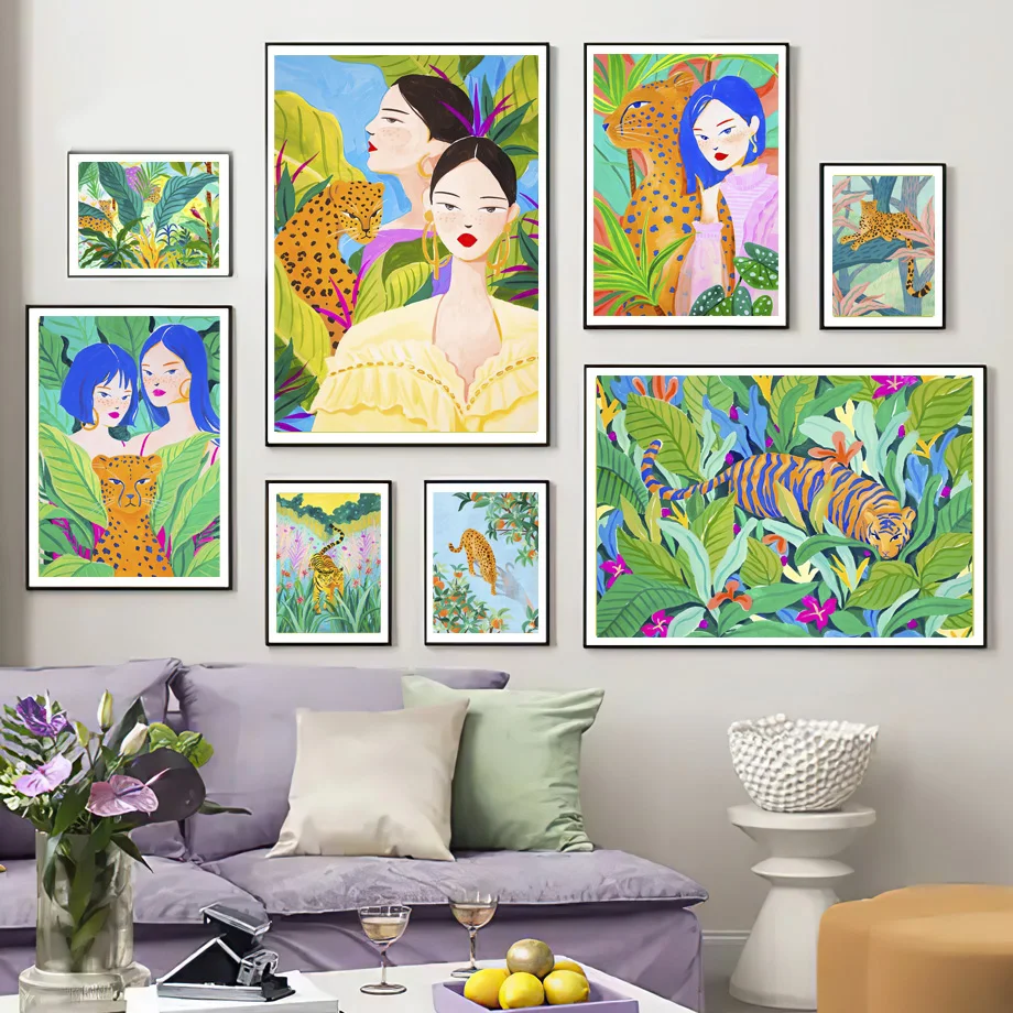 Abstract Girl Woodland Jaguar Illustration Wall Art Canvas Painting Nordic Posters And Prints Wall Picture For Living Room Decor
Abstract Girl Woodland Jaguar Illustration Wall Art Canvas Painting Nordic Posters And Prints Wall Picture For Living Room Decor