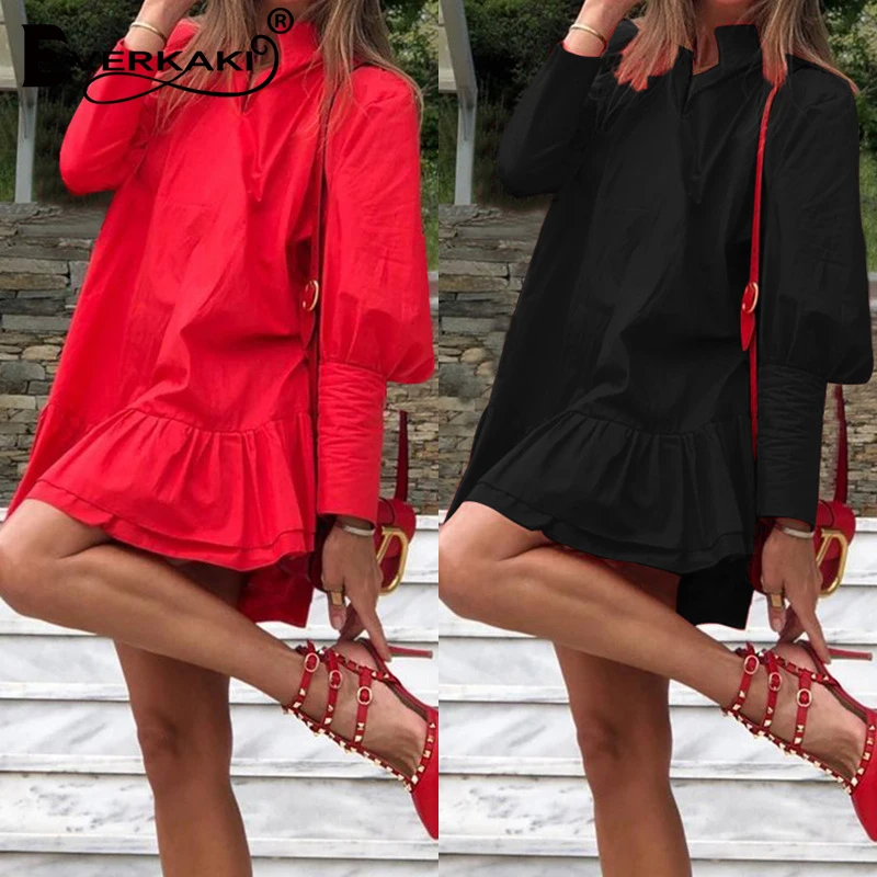 Everkaki Casual Ruffles Solid Mini Dresses Women Summer Beach Vacation Long Sleeve Elegant Oversize Boho Short Dress Female 2021
Everkaki Casual Ruffles Solid Mini Dresses Women Summer Beach Vacation Long Sleeve Elegant Oversize Boho Short Dress Female 2021