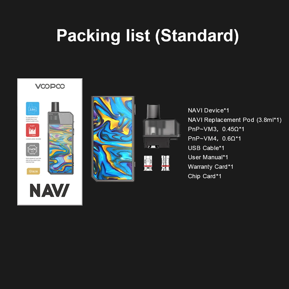 Original VOOPOO Navi Pod Mod Kit Built-In 1500mAh Battery 3.8ml Pod Cartridge PnP-VM3 VM4 Coils Vape Kit Electronic Cigarette
Original VOOPOO Navi Pod Mod Kit Built-In 1500mAh Battery 3.8ml Pod Cartridge PnP-VM3 VM4 Coils Vape Kit Electronic Cigarette