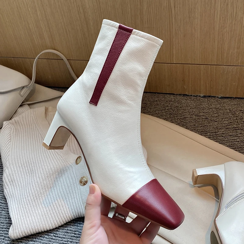 Elegant Genuine Leather office ladies Shoes Woman Mixed Color High Heels women Boots Winter Party Office Lady Ankle Boots
Elegant Genuine Leather office ladies Shoes Woman Mixed Color High Heels women Boots Winter Party Office Lady Ankle Boots