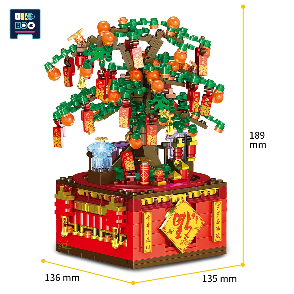 566Pcs Orange Tree Rotating Blessing Music Box Building Blocks Chinese New Year DIY Model Brick Set Toys for Children Gift
566Pcs Orange Tree Rotating Blessing Music Box Building Blocks Chinese New Year DIY Model Brick Set Toys for Children Gift