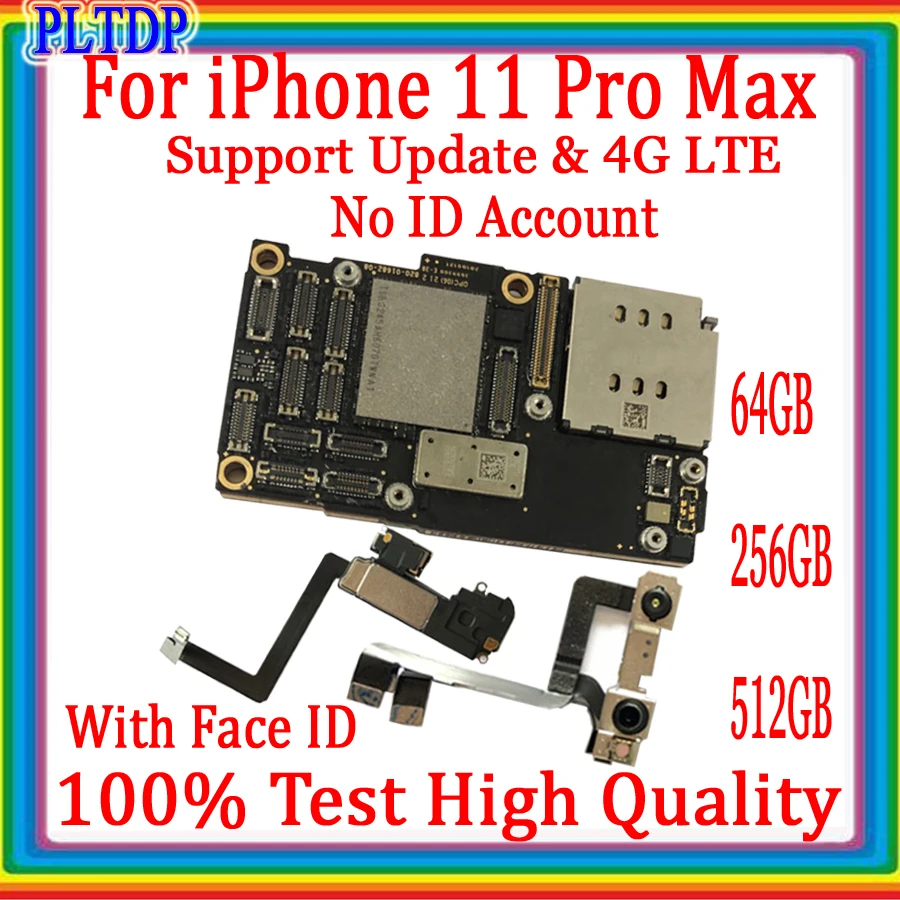 Full chips 100% Test With/No Face ID For iphone 11 Pro Max Motherboard 64gb 256gb No ID account Logic board Support update 4G
Full chips 100% Test With/No Face ID For iphone 11 Pro Max Motherboard 64gb 256gb No ID account Logic board Support update 4G