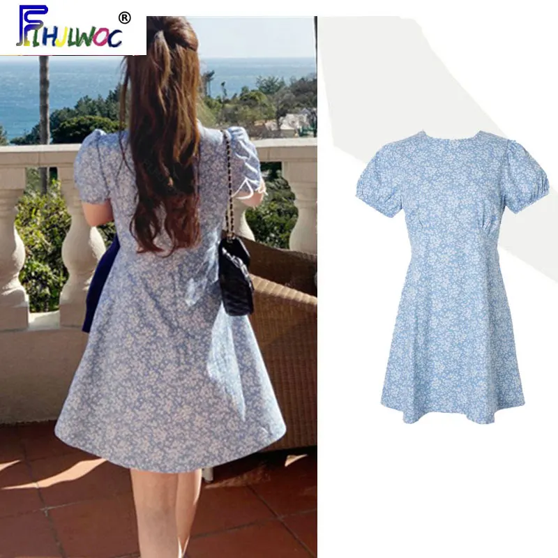 2020 Cute Korean Chic Dresses Hot Sales Design Women Flhjlwoc Style Holiday Date Floral Print Blue O Neck Pastoral Sweet Dress
2020 Cute Korean Chic Dresses Hot Sales Design Women Flhjlwoc Style Holiday Date Floral Print Blue O Neck Pastoral Sweet Dress