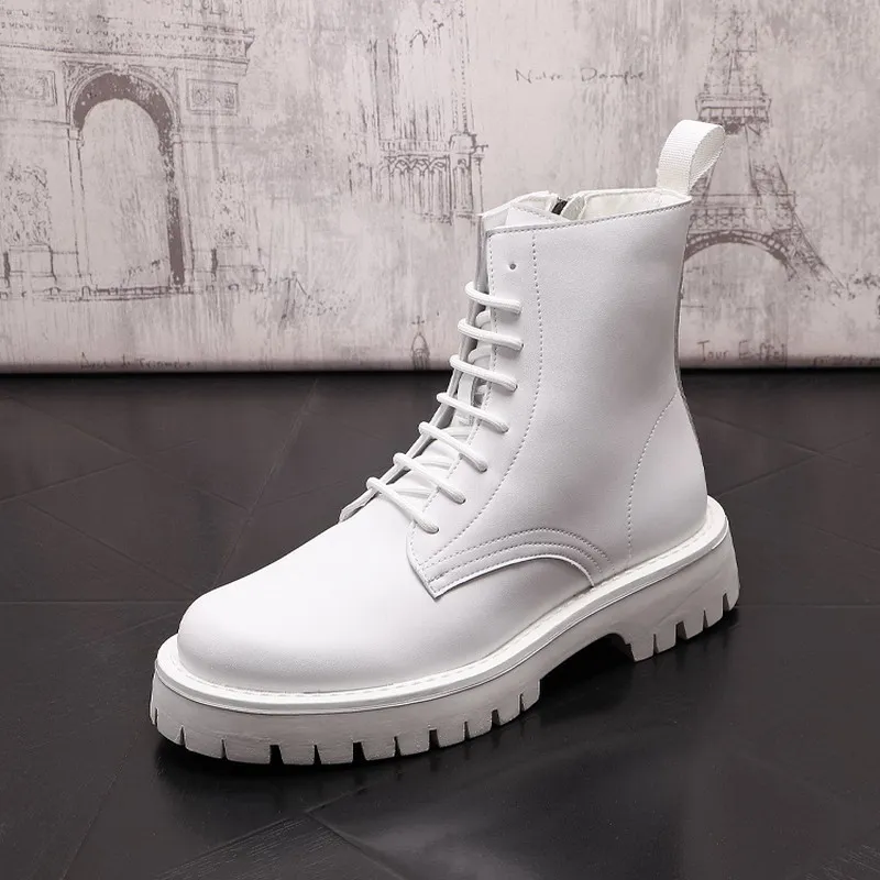 British Street Fashion Mens White Mid Calf Boots Platform Lace Up Motorcycle Leisure Botas Winter Warm Short Plush Shoes ERRFC
British Street Fashion Mens White Mid Calf Boots Platform Lace Up Motorcycle Leisure Botas Winter Warm Short Plush Shoes ERRFC