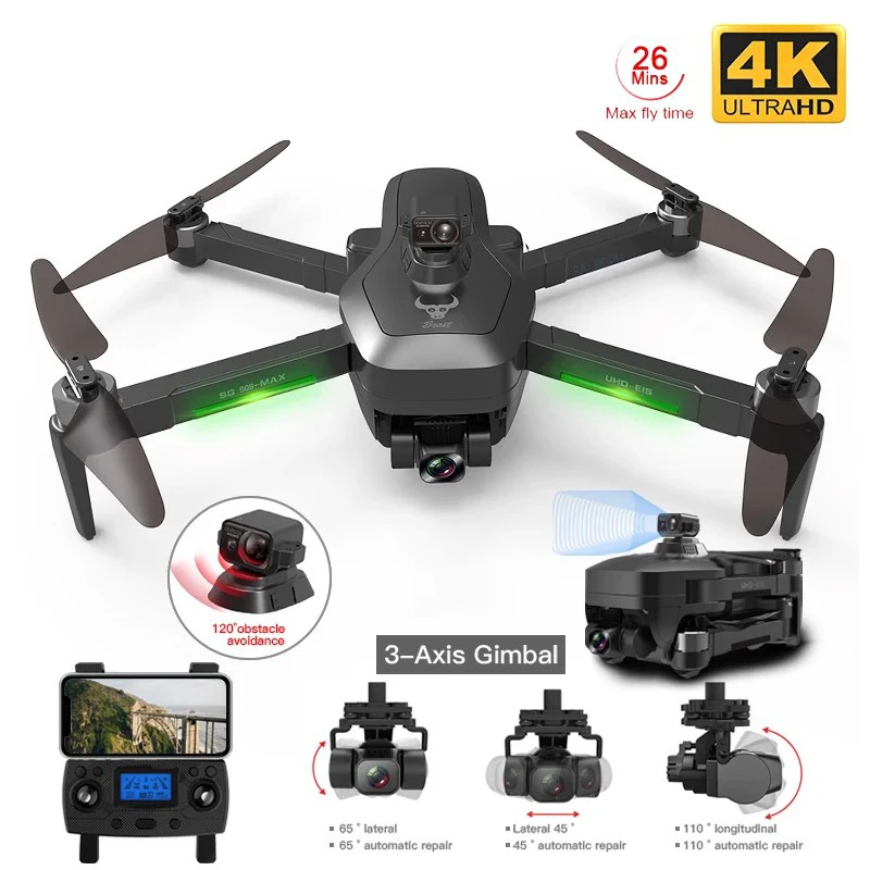 GPS RC Drone Quadcopter With Wifi 4K HD Camera 3-Axis Gimbal Brushless Professional Obstacle Avoidance Foldable Wide Angl
GPS RC Drone Quadcopter With Wifi 4K HD Camera 3-Axis Gimbal Brushless Professional Obstacle Avoidance Foldable Wide Angl