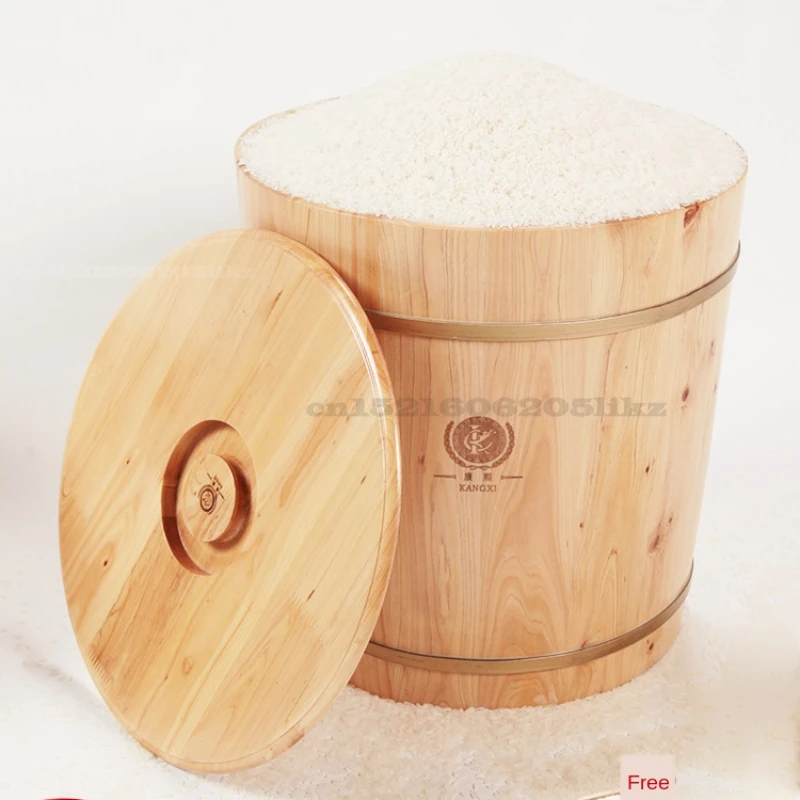 

Влагостойкий и свежий круглый корпус из массива дерева для хранения риса с закругленными краями
