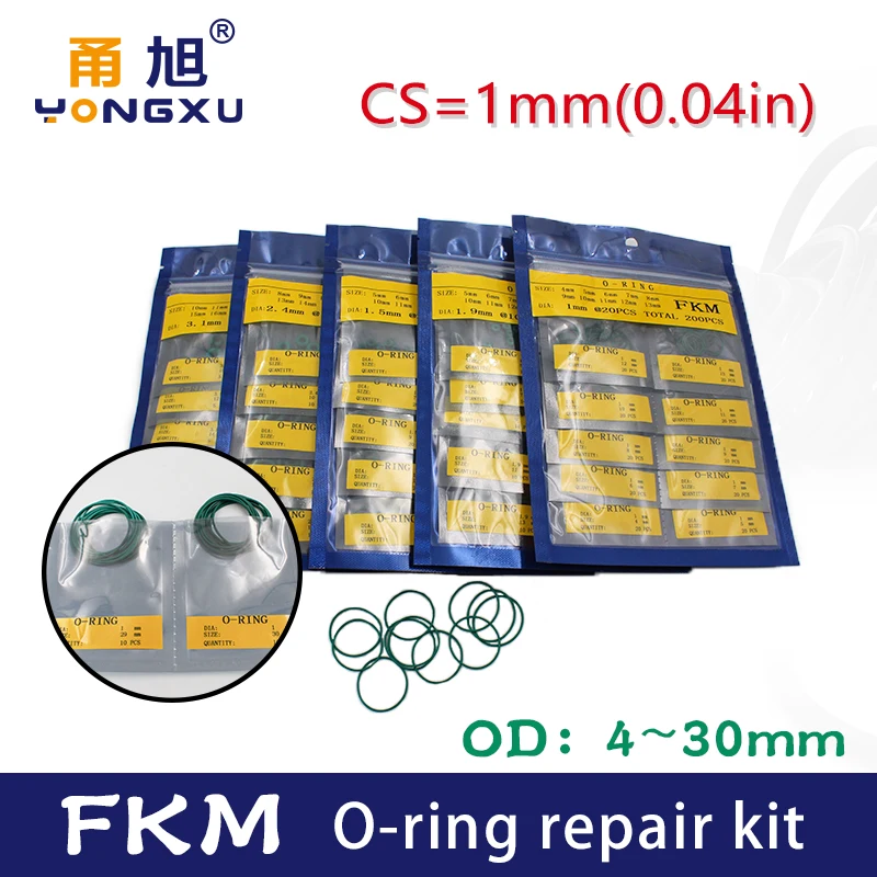 

Green Fluorine rubber Ring FKM thickness CS1mm multiple size repair kit combination O-Ring Seal Oil Gaskets wear resistant
