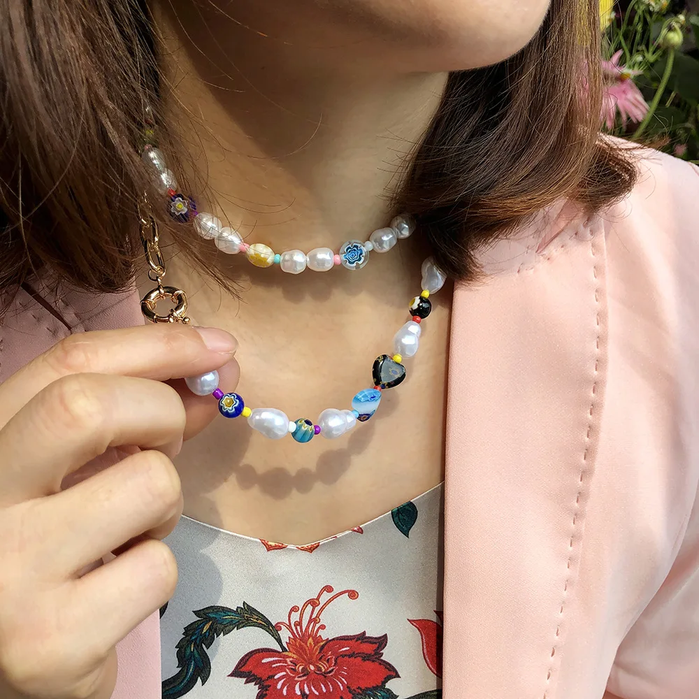 Simulated Pearl Necklace For Women Colorful Flower Bead Choker Necklaces Chain Boho Vintage Jewelry Bijoux Collier
Simulated Pearl Necklace For Women Colorful Flower Bead Choker Necklaces Chain Boho Vintage Jewelry Bijoux Collier