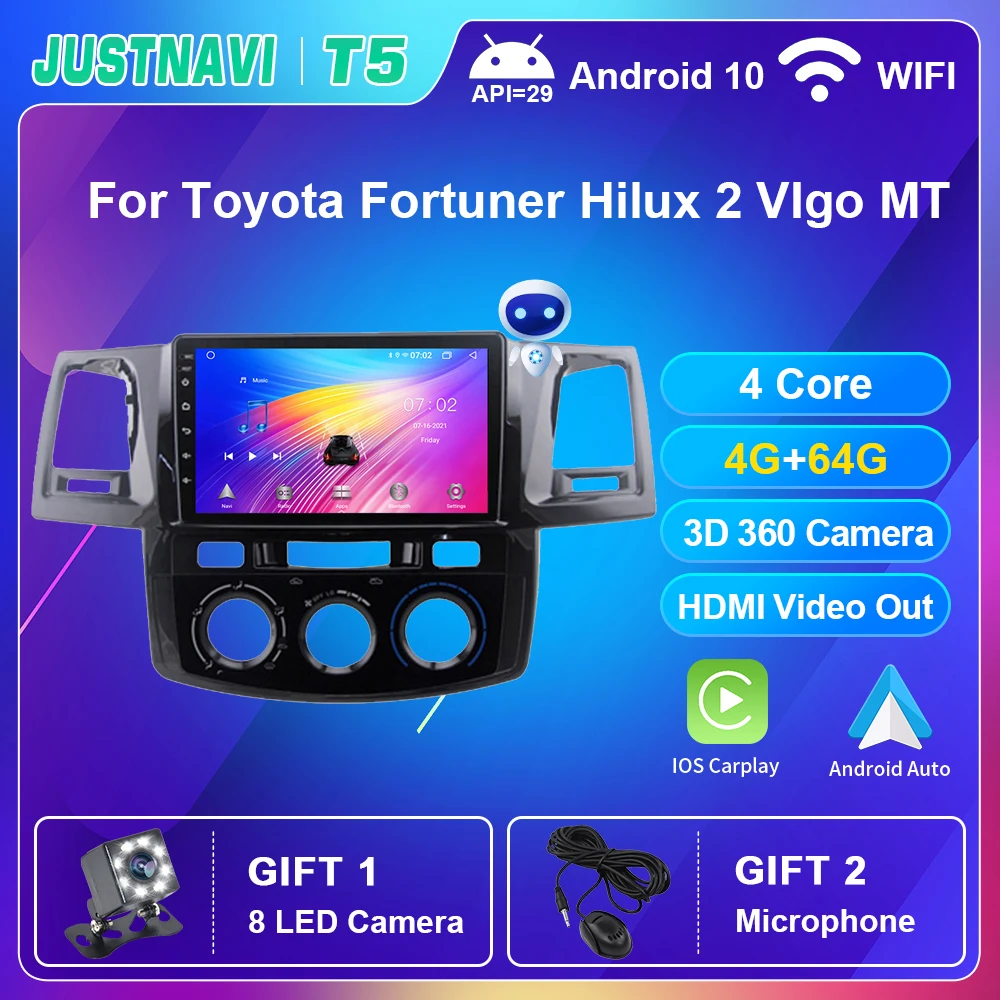 JUSTNAVI Newest Android 10 Car Radio For Toyota Fortuner Hilux 2 VIgo MT 2005-2007 Carplay Autoradio Multimedia Player DSP Audio
JUSTNAVI Newest Android 10 Car Radio For Toyota Fortuner Hilux 2 VIgo MT 2005-2007 Carplay Autoradio Multimedia Player DSP Audio