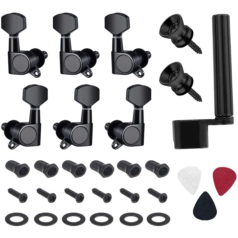 6 Pieces Guitar String Tuning Pegs Keys 3 Left 3 Right Guitar Machine Heads Knobs with Strap Button Locks Picks and Guitar Strin
6 Pieces Guitar String Tuning Pegs Keys 3 Left 3 Right Guitar Machine Heads Knobs with Strap Button Locks Picks and Guitar Strin