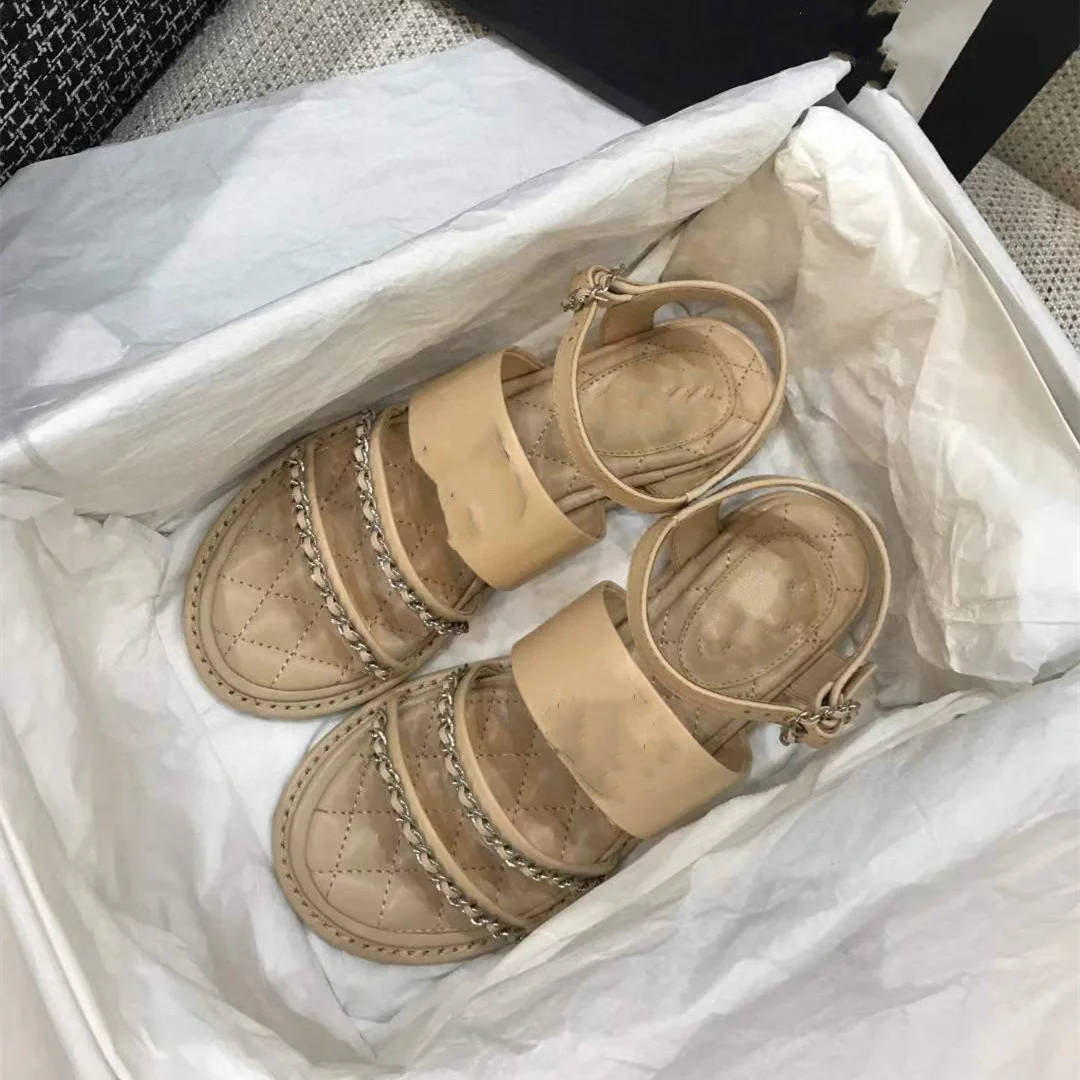 Leather platform sandal Fairy fashion chain The new summer 2021 non-slip soft soles go with flat shoes Genuine leather
Leather platform sandal Fairy fashion chain The new summer 2021 non-slip soft soles go with flat shoes Genuine leather