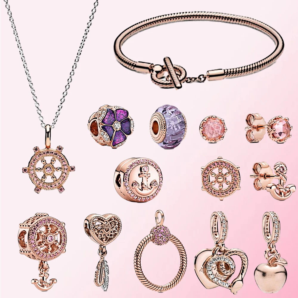 2020 Autumn 925 Silver Rose Purple Flower Helm & Anchor Charm Clip Heart Pendant Snake Chain Bracelet Necklace Pink Earrings
2020 Autumn 925 Silver Rose Purple Flower Helm & Anchor Charm Clip Heart Pendant Snake Chain Bracelet Necklace Pink Earrings