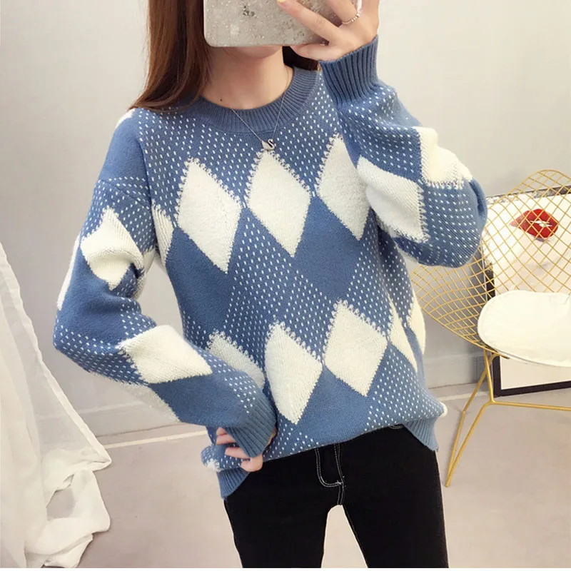 Women's Pullover Ribbed Sweater Tops Autumn Winter Geometric Patchwork Contrast Color Wool Knit Long Sleeve Jumper Pull Femme
Women's Pullover Ribbed Sweater Tops Autumn Winter Geometric Patchwork Contrast Color Wool Knit Long Sleeve Jumper Pull Femme