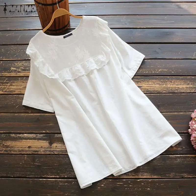 ZANZEA Women Summer Blouse Lace Patchwork Tops Vintage Short Sleeve Embroidery Shirt Solid Loose Blusas Tunic Chemise
ZANZEA Women Summer Blouse Lace Patchwork Tops Vintage Short Sleeve Embroidery Shirt Solid Loose Blusas Tunic Chemise