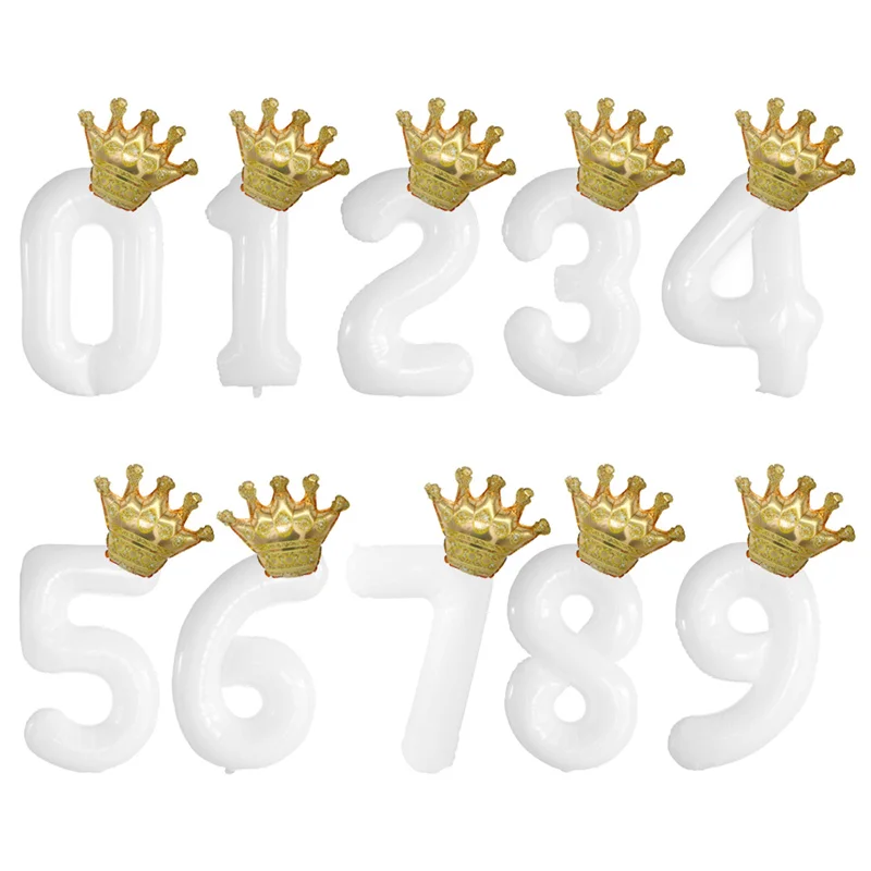 Воздушный шар с короной и золотыми цифрами на 1-й день рождения 1 2 3 4 5 6 7 8 9 лет