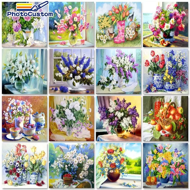 PhotoCustom 60x75cm Paint By Numbers Flowers DIY Oil Painting By Numbers On Canvas Frameless Number Painting Home Decor 
PhotoCustom 60x75cm Paint By Numbers Flowers DIY Oil Painting By Numbers On Canvas Frameless Number Painting Home Decor