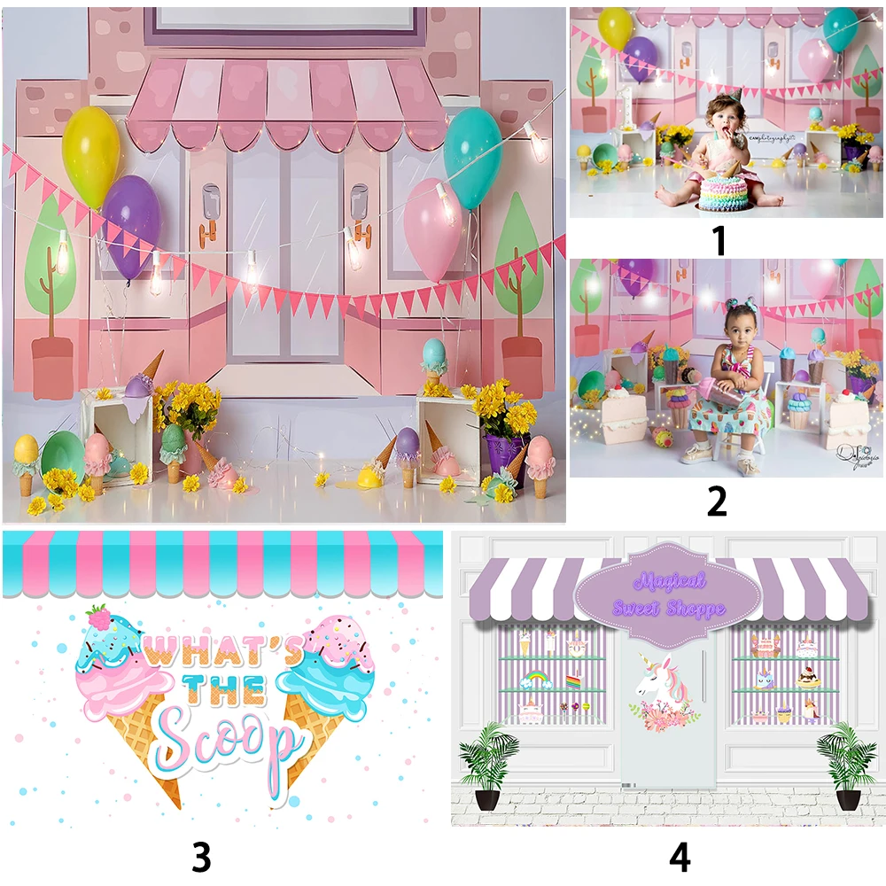 Mocsicka Ice Cream Shop Theme Cake Smash Birthday Photography Backdrops Girl 1st Birthday Photographic Studio Photo Backgrounds
Mocsicka Ice Cream Shop Theme Cake Smash Birthday Photography Backdrops Girl 1st Birthday Photographic Studio Photo Backgrounds