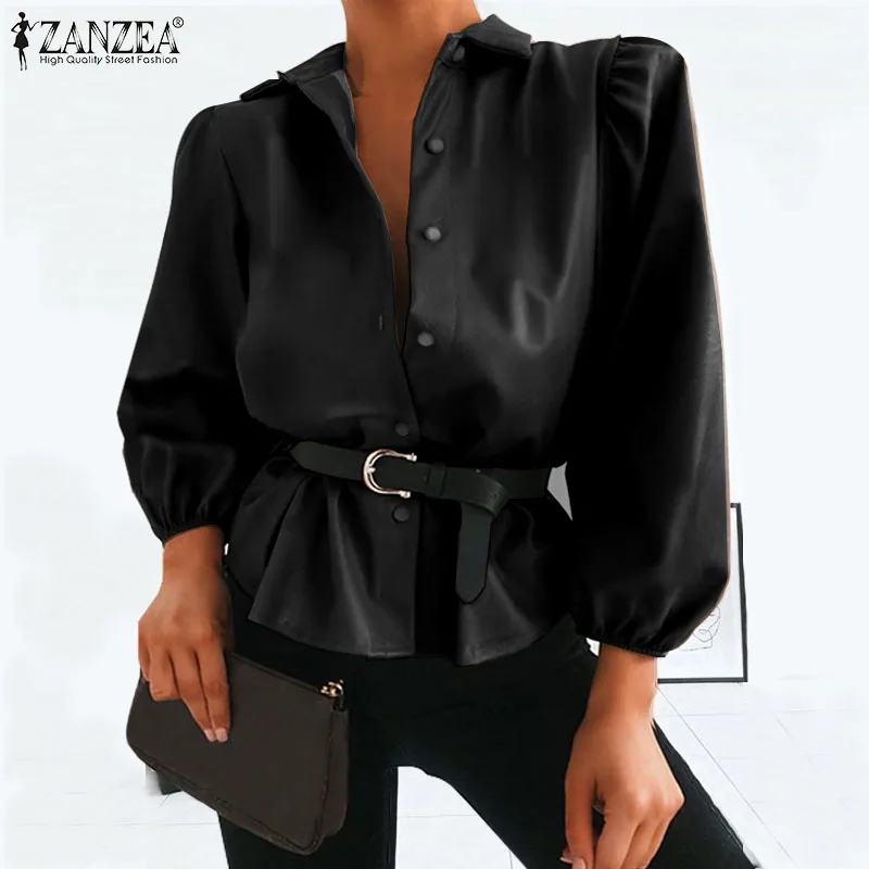 Women Casual Work OL Blouse ZANZEA Elegant PU Leather Shirt Fashion 3/4 Puff Sleeve Chemise Autumn Solid Retro Tunic Tops Female
Women Casual Work OL Blouse ZANZEA Elegant PU Leather Shirt Fashion 3/4 Puff Sleeve Chemise Autumn Solid Retro Tunic Tops Female