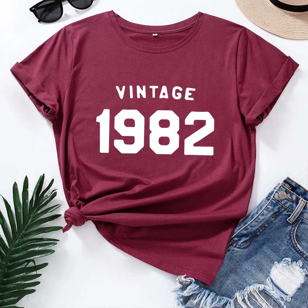 Summer Women T Shirt Cotton Plus Size 5XL Vintage 1982 Letters Print Graphic Tees Tops Short Sleeve O-Neck Casual Tshirts
Summer Women T Shirt Cotton Plus Size 5XL Vintage 1982 Letters Print Graphic Tees Tops Short Sleeve O-Neck Casual Tshirts